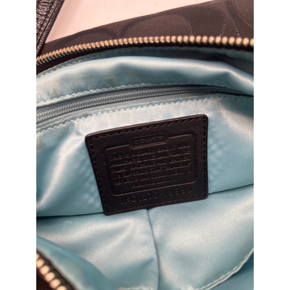 Coach Signature C Black Jacquard Patent Leather Shoulder Bag 18980 Mens - Picture 5 of 10